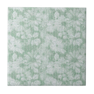 Shattered Daisy Textured in Soft Mint Green Ceramic Tile