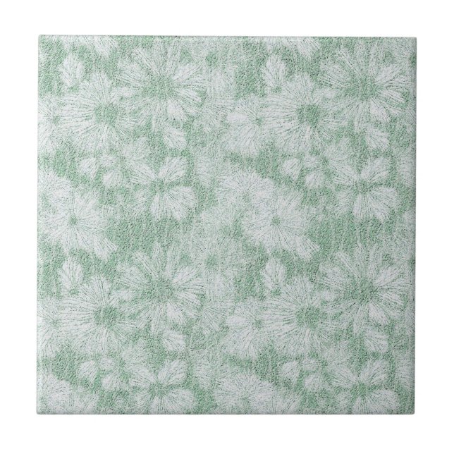 Shattered Daisy Textured in Soft Mint Green Ceramic Tile (Front)