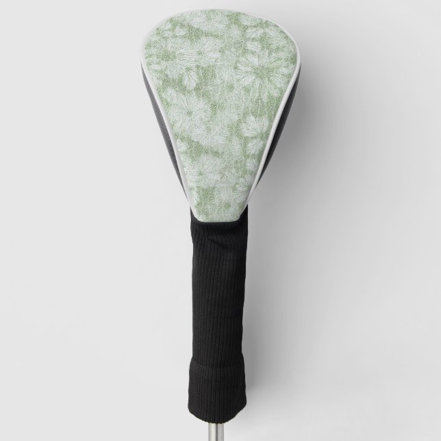 Shattered Daisy Textured Pattern in Lime Green Golf Head Cover (Front)