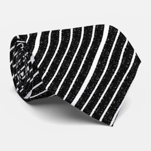 Shattered Fibres Repeat Black And White Stripes Tie