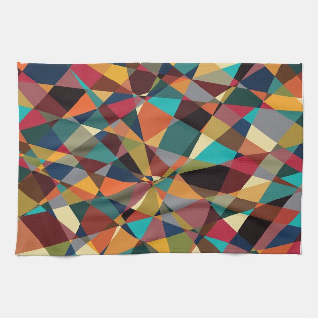 Shattered Geometric Mid Century Modern Abstract Tea Towel (Horizontal)