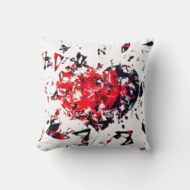 Shattered Heart Version 2 Red and Black Cushion (Front)