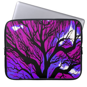 Shattered Layers Black Cracks on Purple and Blue Laptop Sleeve