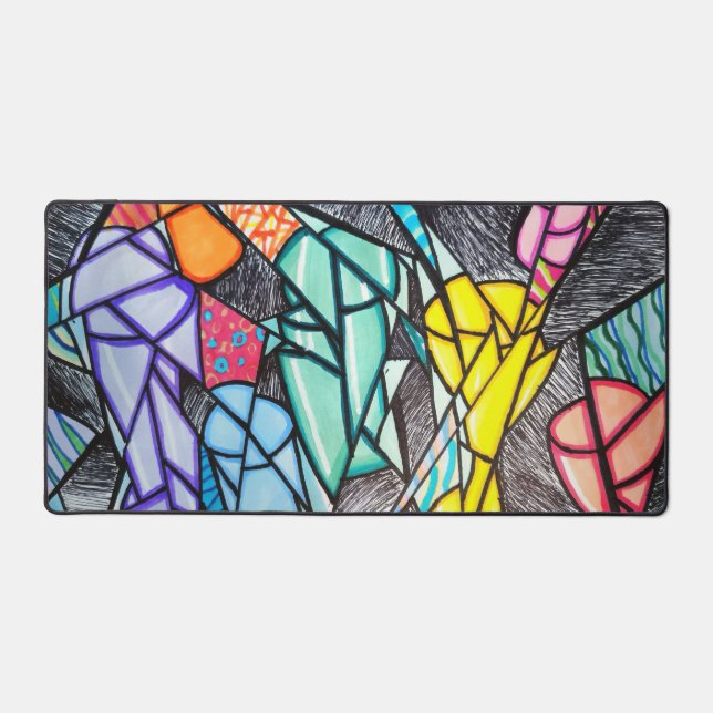Shattered Light: Modern Geometric Abstract Desk Mat (Front)