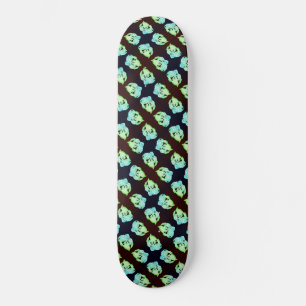 Shattered marble abstract modern art white green skateboard