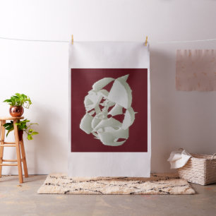 Shattered marble abstract modern art white plum    fabric