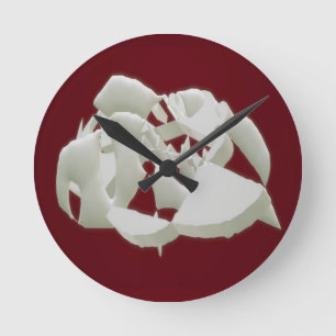Shattered marble abstract modern art white plum    round clock