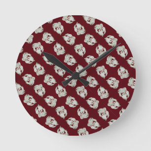 Shattered marble abstract modern art white plum    round clock