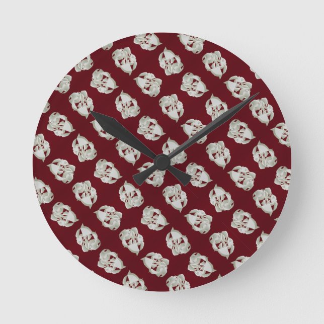 Shattered marble abstract modern art white plum    round clock (Front)