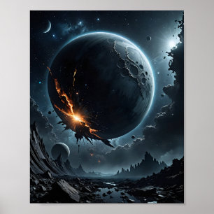 Shattered Moon and Gas Giant Poster