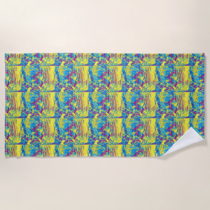 "Shattered" neon colour beach towel