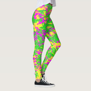 Shattered Neon Pink and Yellow Lime Leggings