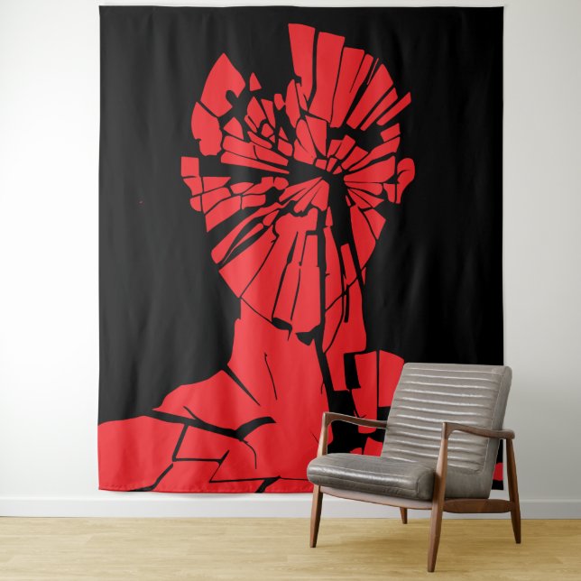 Shattered Red Reflection Tapestry (In Situ)
