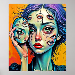 Shattered Self Reflection Art Poster
