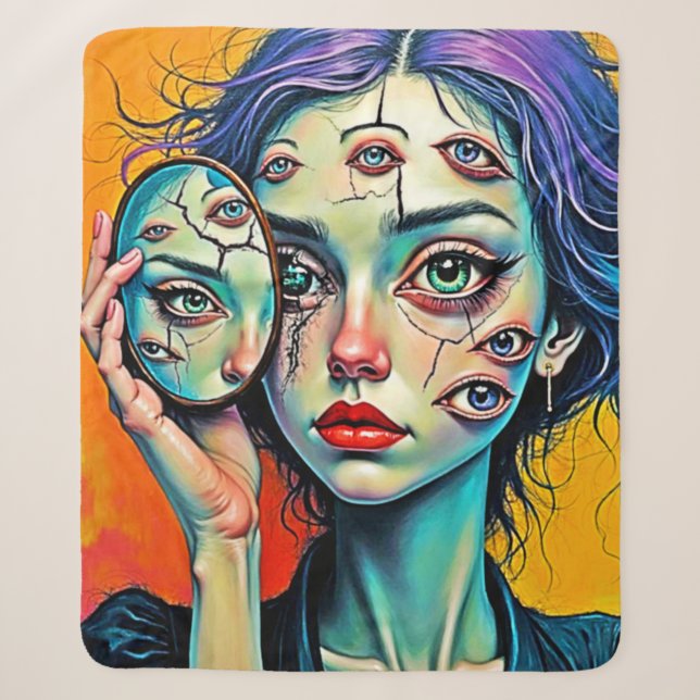 Shattered Self Reflection Art Sherpa Blanket (Front)