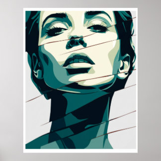 Shattered Teal Beauty Poster