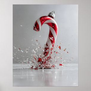 Shattering Candy Cane Ornament Frogs Eye View Poster