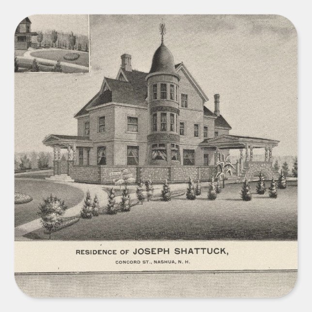 Shattuck residence, McLane Mills Square Sticker (Front)