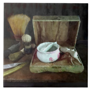 Shaving Mug and Shaving Brushes Ceramic Tile