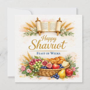 Shavuot Card, Jewish Greeting Festival Fruits 