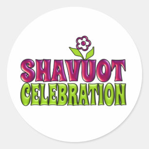 Shavuot Celebration fun Greeting with flower Classic Round Sticker