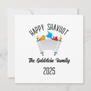 Shavuot Jewish Holiday Personalised Family Name Card