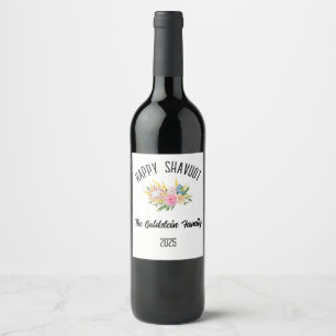 Shavuot Jewish Holiday Personalised Family Name Wine Label