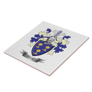 Shaw Family Crest Coat of Arms Ceramic Tile