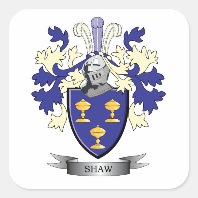 Shaw Family Crest Coat of Arms Square Sticker (Front)