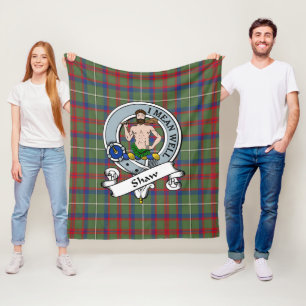 Shaw Of Sauchie Green Modern Clan Badge Tartan Pla Fleece Blanket