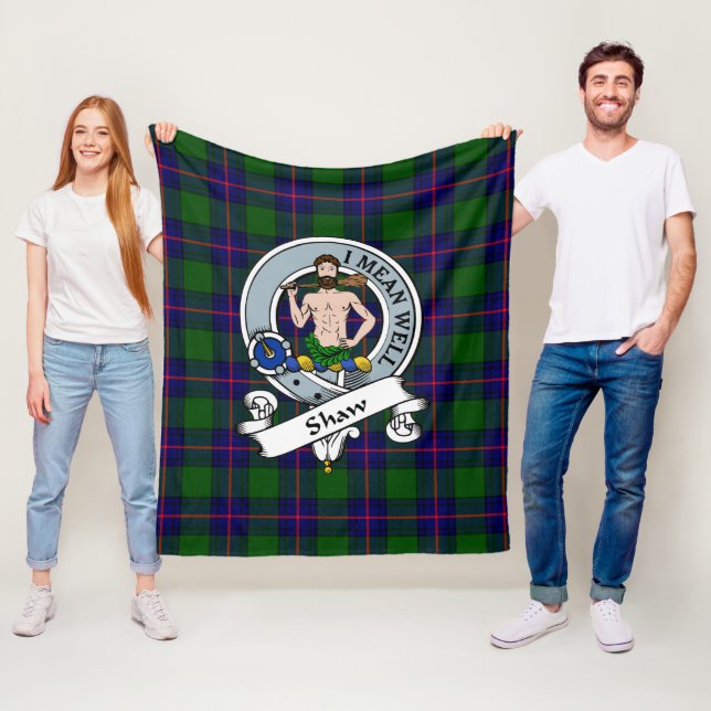 Shaw Of Sauchie Modern Clan Badge Tartan Plaid Fleece Blanket (In Situ)
