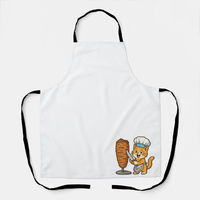 Shawarma Cat Chef Sticker Apron (Front)