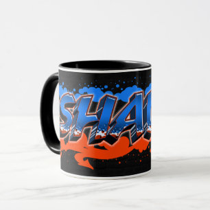 Shawn Vorname Name Graffiti blue orange Tasse Mug