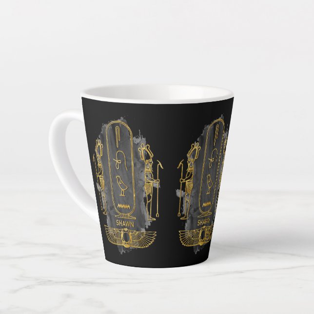 Shawn your name in old Egyptian hieroglyphics symb Latte Mug (Left Angle)