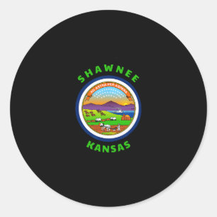 Shawnee Kansas Ks Flag Dge Roundlet Souvenir Classic Round Sticker
