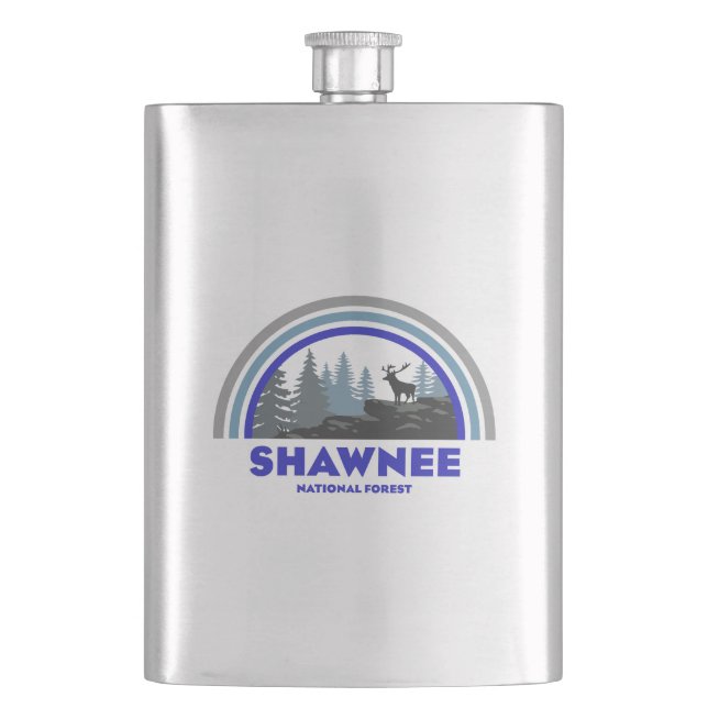 Shawnee National Forest Rainbow Deer Hip Flask (Front)