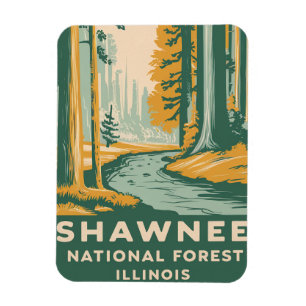 Shawnee National Forest Retro Illustration Magnet