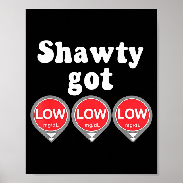 Shawty Got Low Diabetes Meme Cgm Alert Icons  Poster (Front)