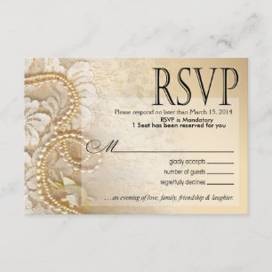 Shayla Pearls and Lace RSVP-2   eggshell RSVP Card
