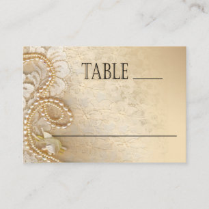 Shayla Pearls & Lace Wedding   eggshell place card