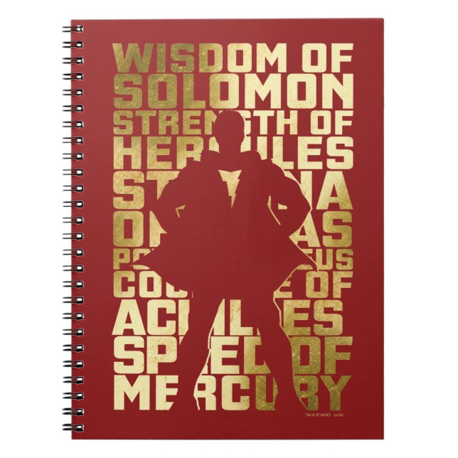 SHAZAM! | Abilities Golden Typography Graphic Notebook (Front)