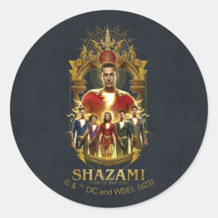 SHAZAM! Fury of the Gods   Ornate SHAZAMily Frame Classic Round Sticker