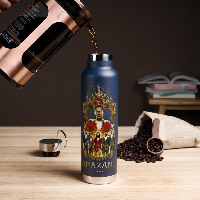 SHAZAM! Fury of the Gods | Ornate SHAZAMily Frame Water Bottle (Coffee)