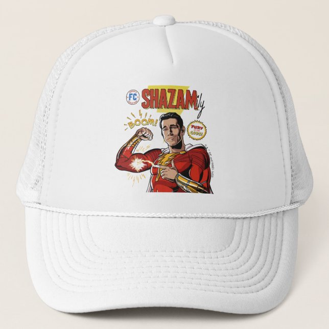 SHAZAM! Fury of the Gods | SHAZAMily Comic Cover Trucker Hat (Front)