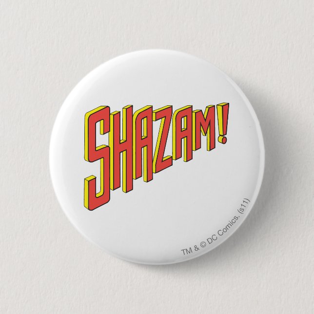 Shazam Logo Red/Yellow 6 Cm Round Badge (Front)