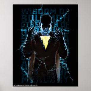 SHAZAM!   Shazam & Abilities Lightning Typography Poster