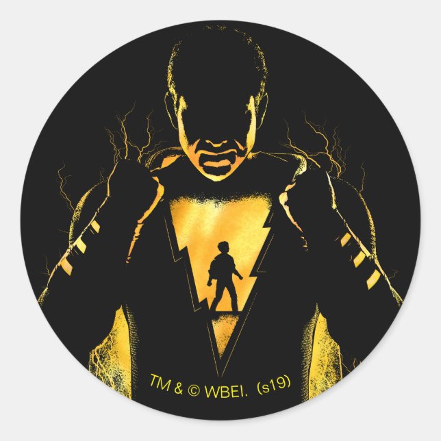 SHAZAM! | Shazam and Billy Lightning Silhouette Classic Round Sticker (Front)