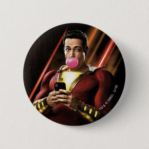 SHAZAM!   Shazam Blowing Bubble Gum 6 Cm Round Badge