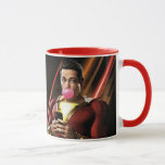 SHAZAM! | Shazam Blowing Bubble Gum Mug<br><div class="desc">Check out this graphic of Shazam leaning,  on his cell phone,  and chewing bubble gum.</div>