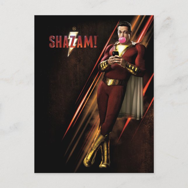 SHAZAM! | Shazam Blowing Bubble Gum Postcard (Front)